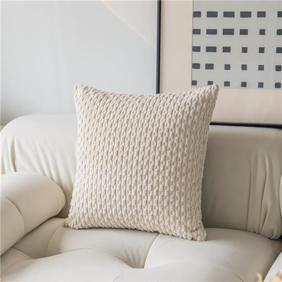 Pillow Covers Decorative Set of 2 Striped Corduroy Plush Velvet Pillowcases - Picture 3 of 7